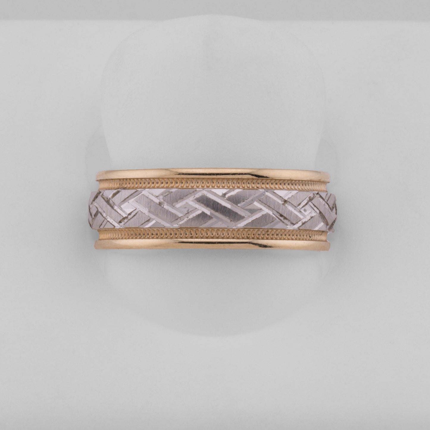 14k Two-Tone Gold Diamond-Cut Wedding Band