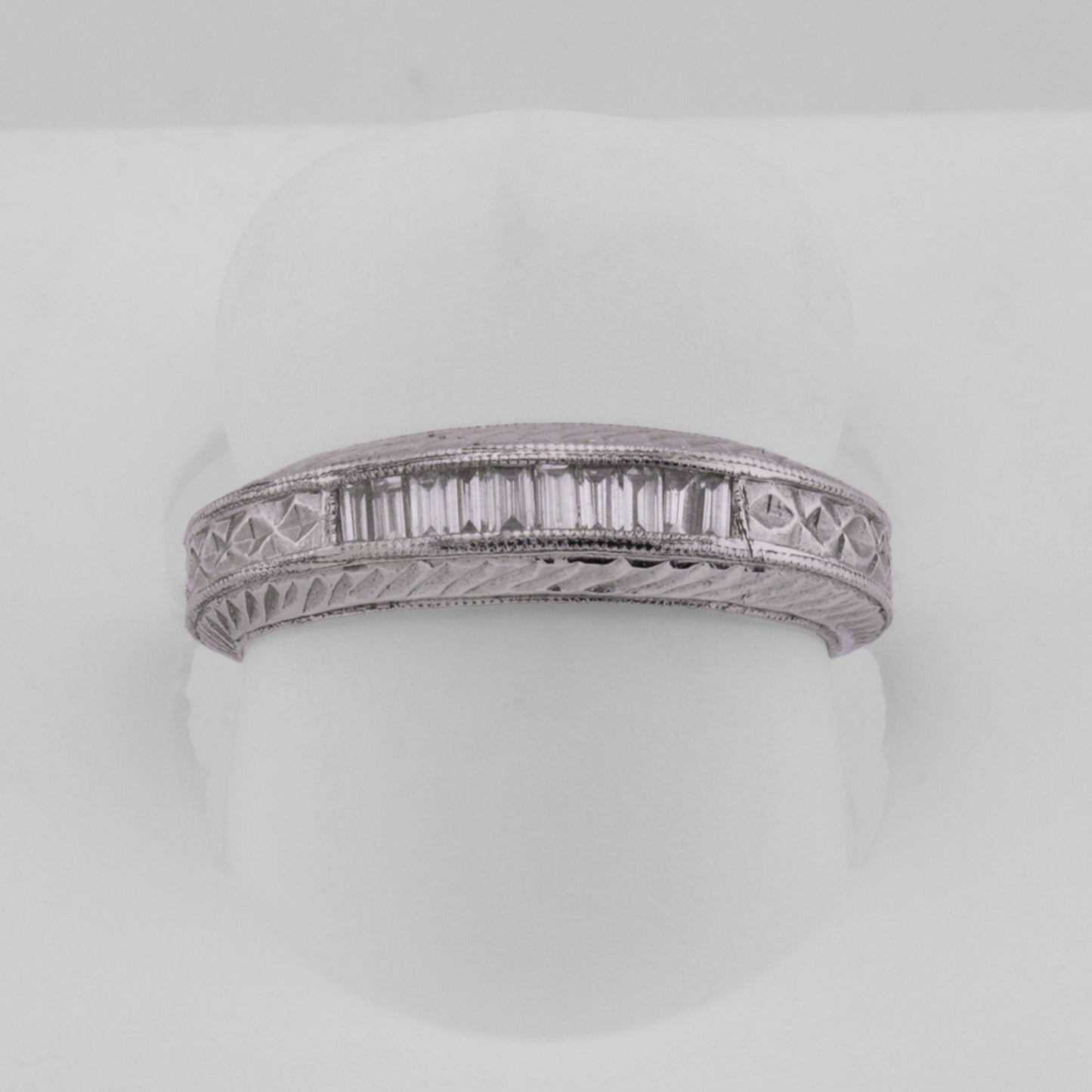 Platinum Diamond-Cut Baguette Diamond Wedding Band