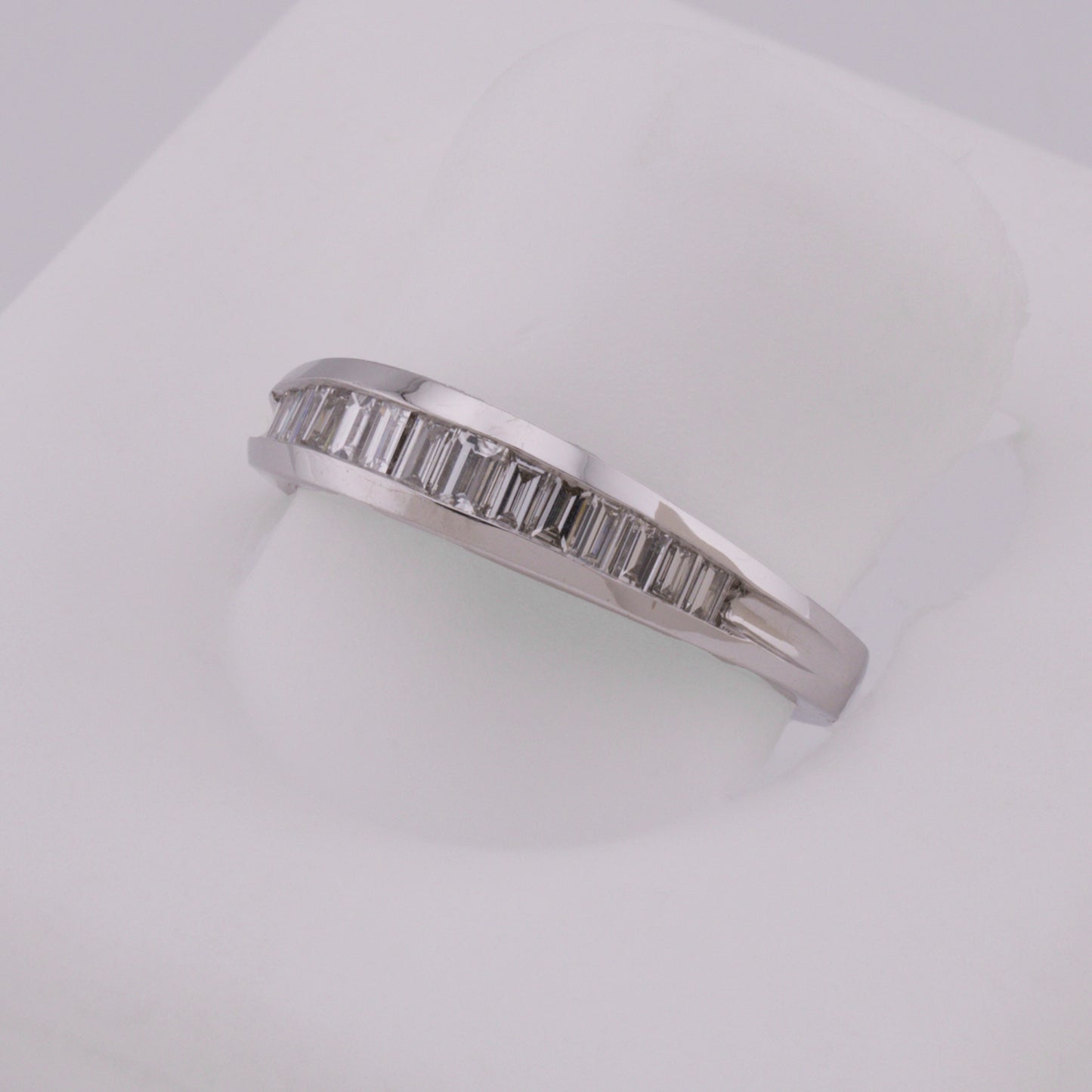 14k White Gold Channel-Set Baguette Diamond Wedding Band