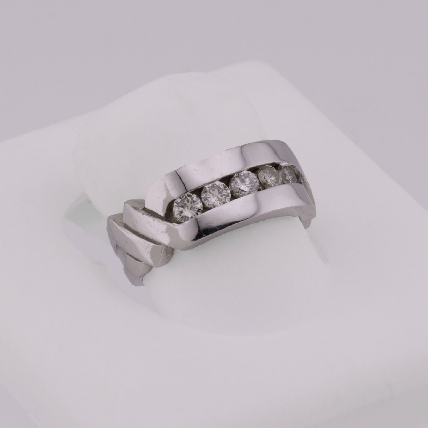 14k White Gold Channel-Set Diamond Wedding Band
