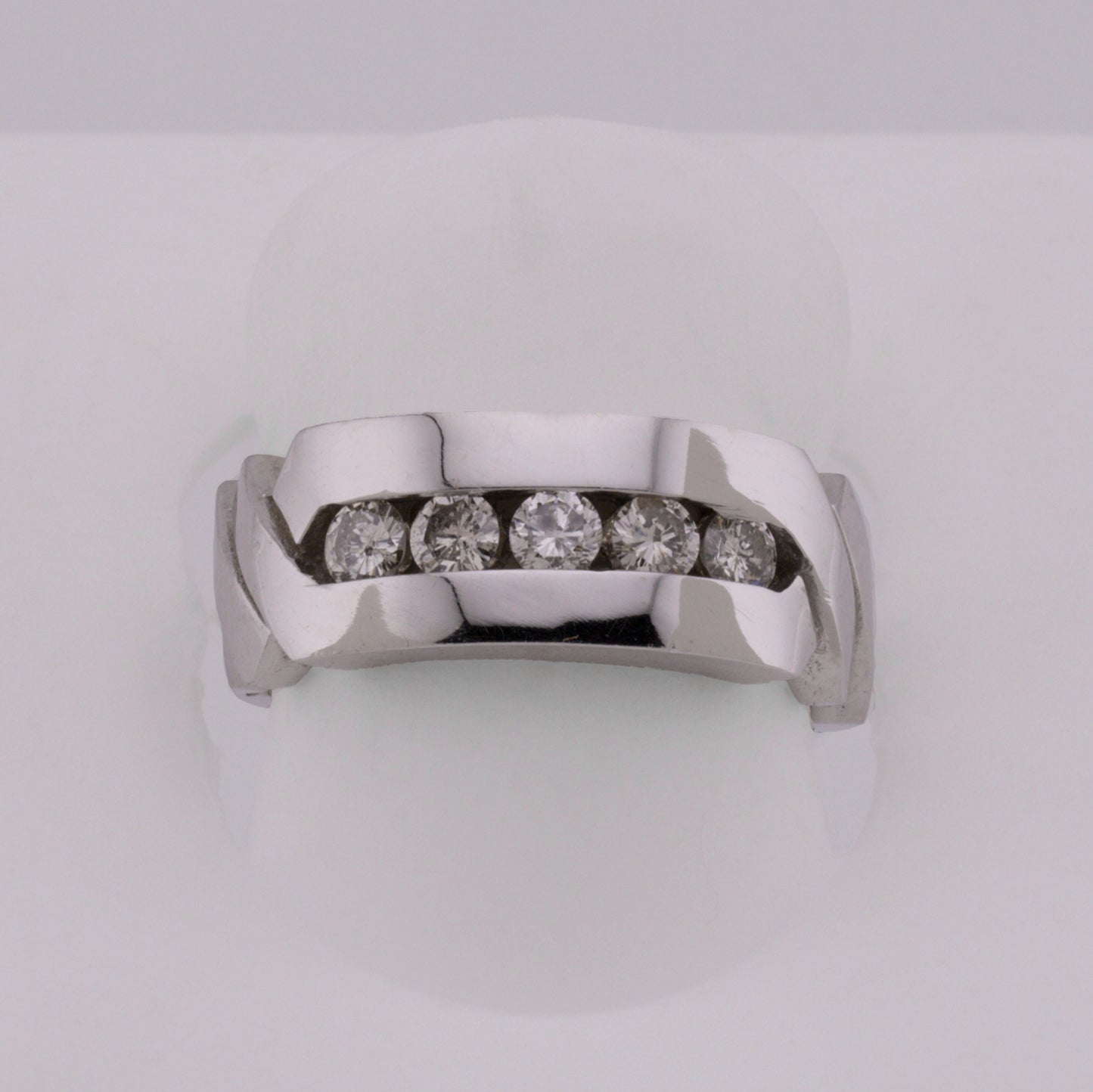14k White Gold Channel-Set Diamond Wedding Band