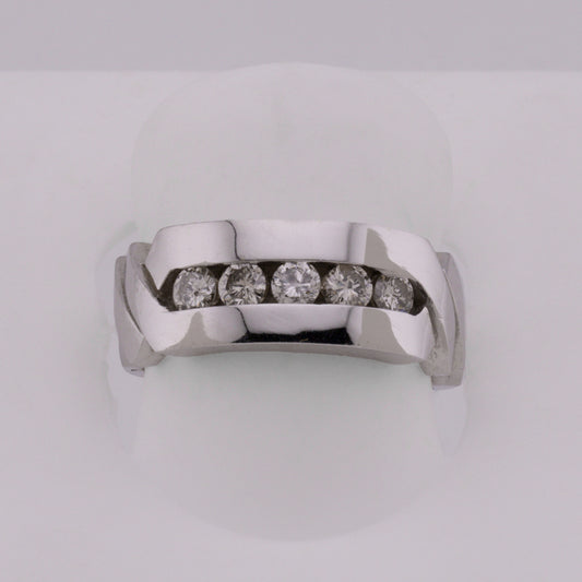 14k White Gold Channel-Set Diamond Wedding Band