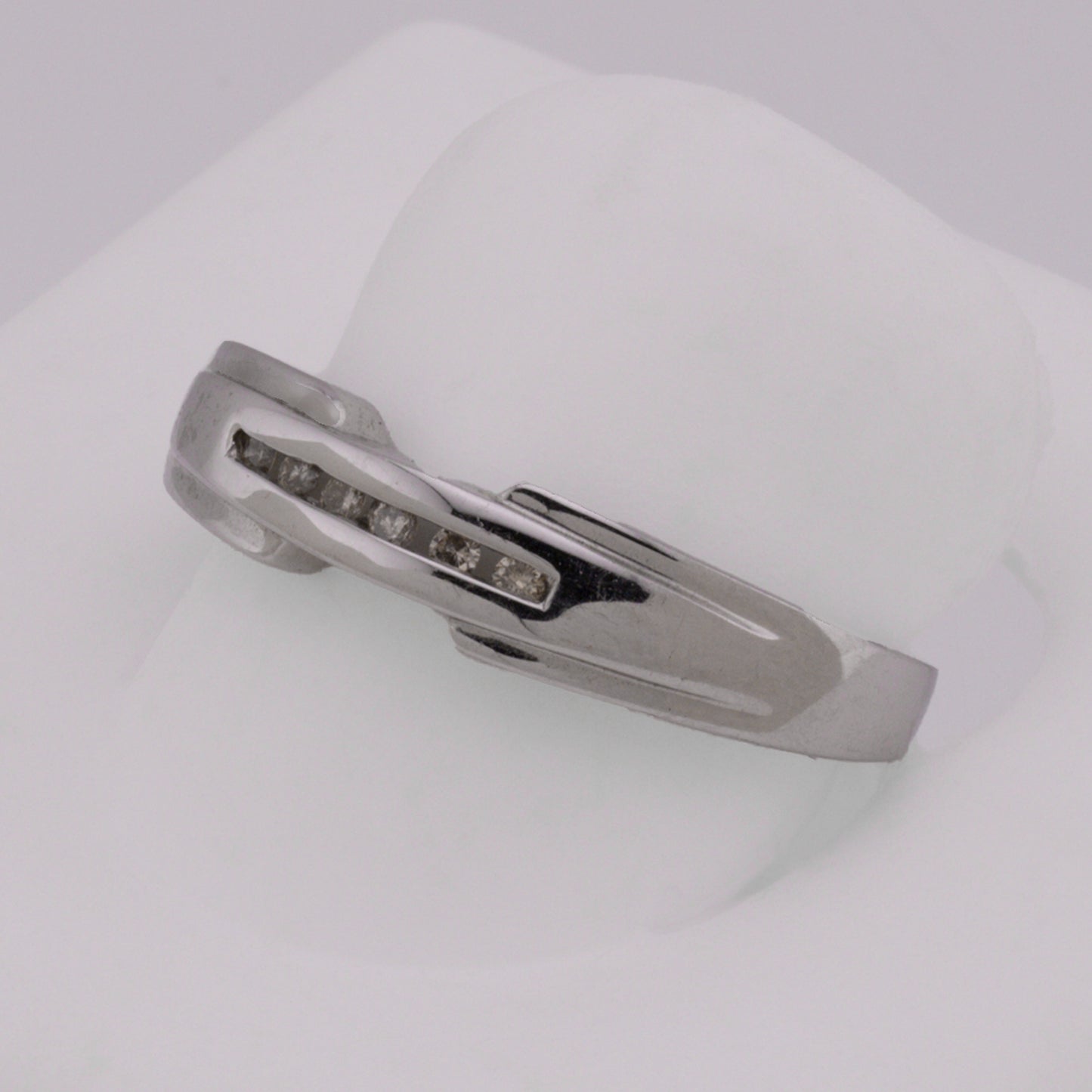 14k White Gold Channel-Set Diamond Wedding Band