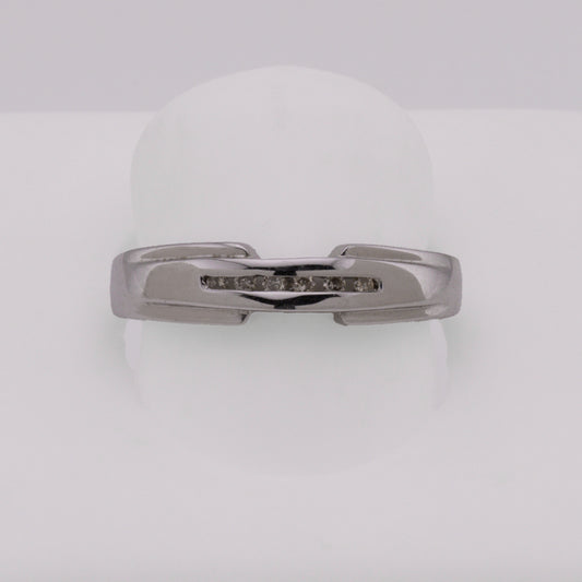 14k White Gold Channel-Set Diamond Wedding Band