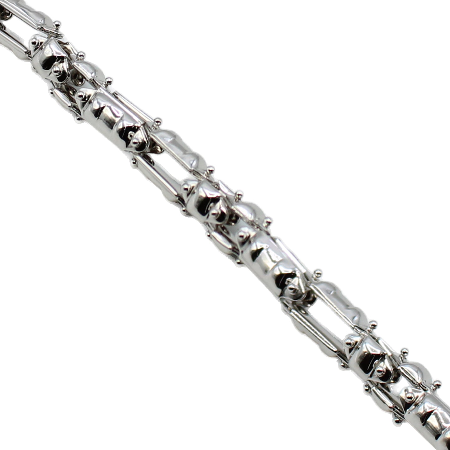 14k White Gold Barrel Link Style Bracelet