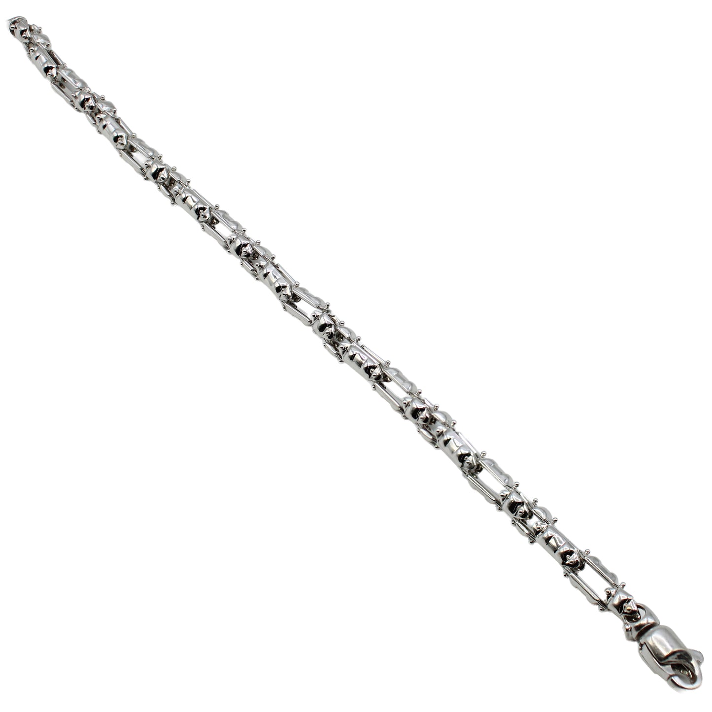14k White Gold Barrel Link Style Bracelet