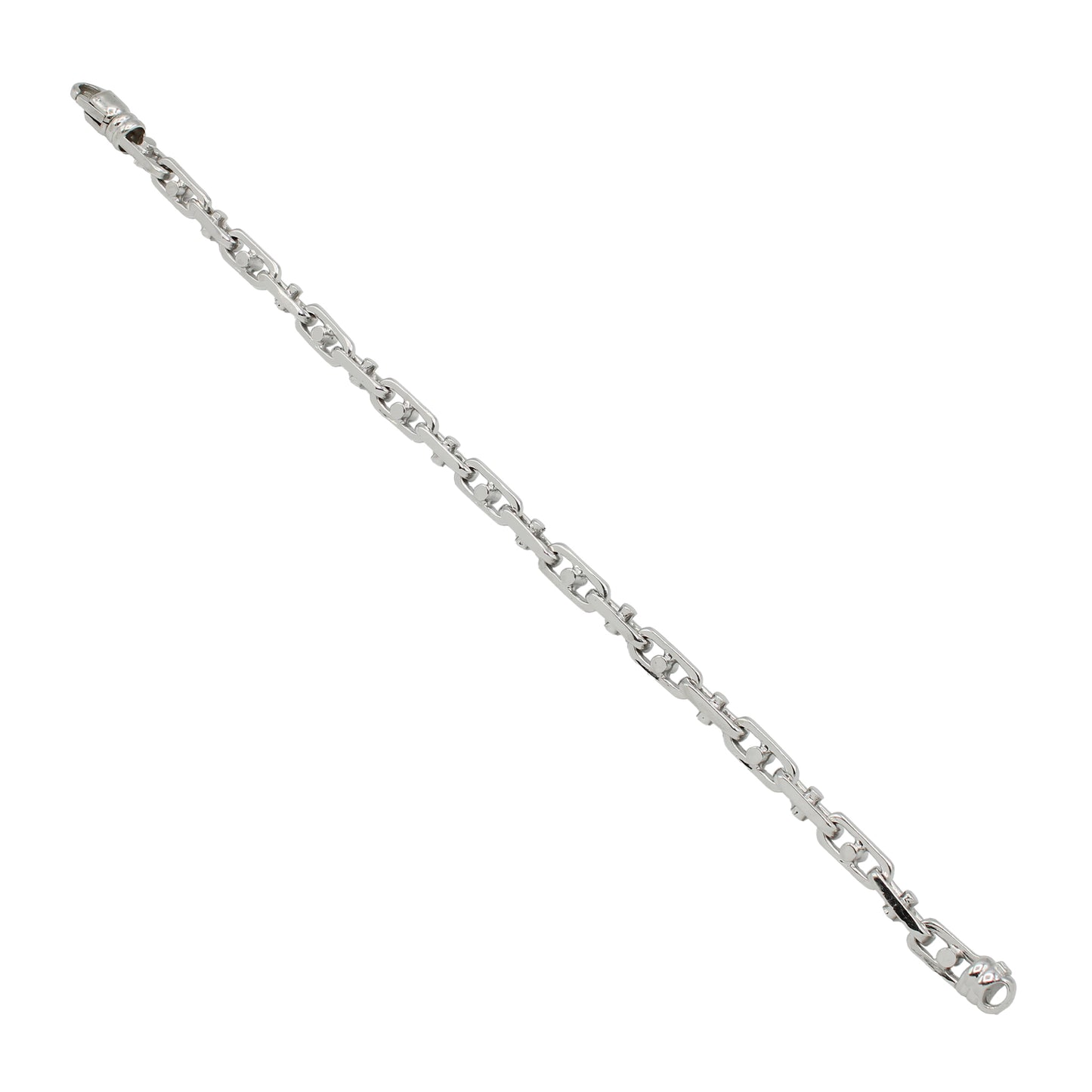 14k White Gold Barrel Link Style Bracelet