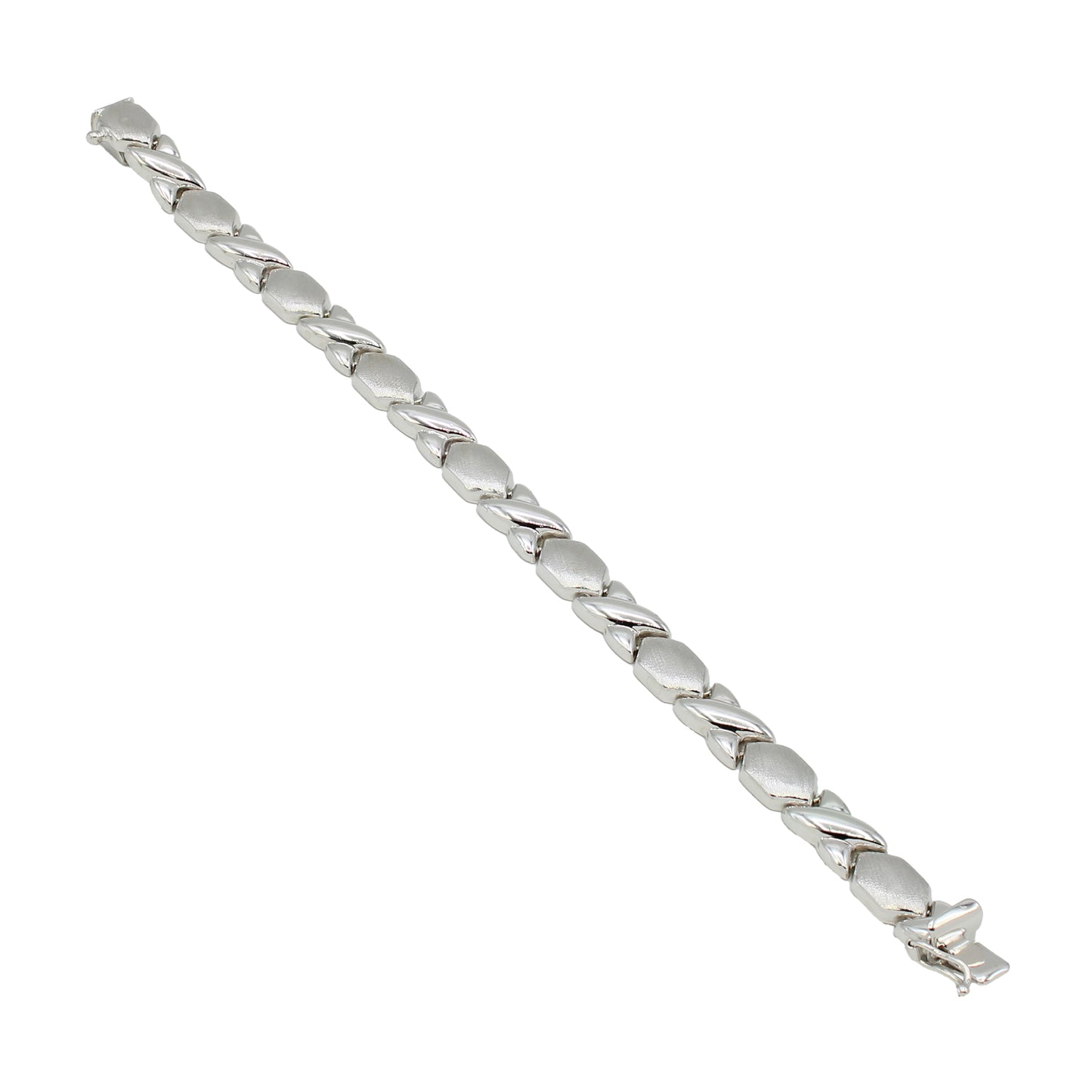 14k White Gold Classic X & O Bracelet