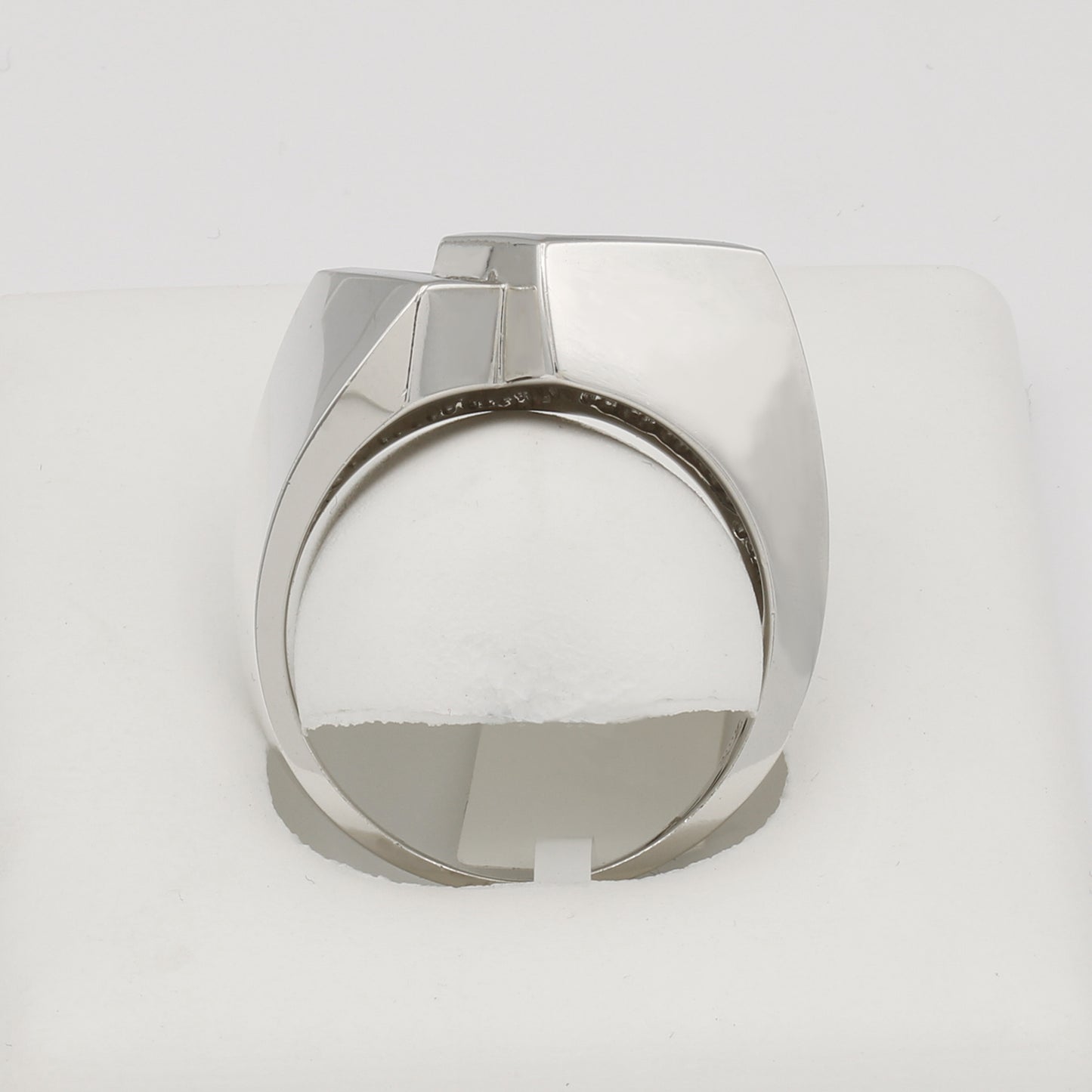 18k White Gold Men's Princess-Cut w/ Baguette Invisible Set Double Rectangle Diamond Ring