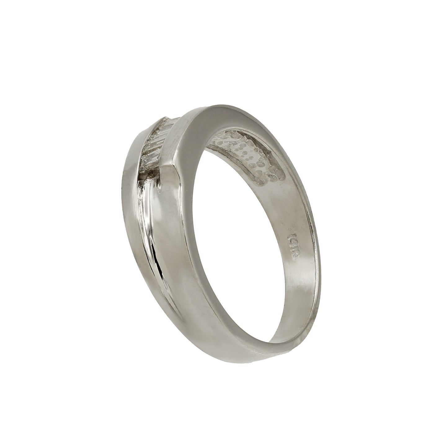 14k White Gold Channel-Set Baguette Diamond Wedding Band