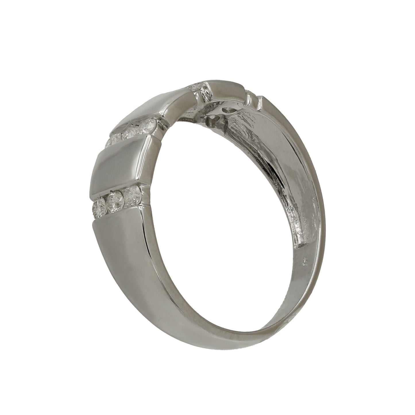 14k White Gold Tapered Style Diamond Wedding Band