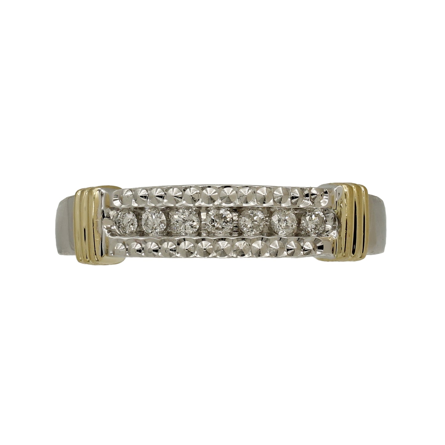 14k Two-Tone Gold Diamond-Cut Channel Setting Diamond Wedding Band