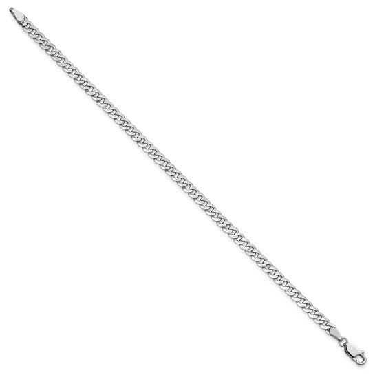 14k White Gold Solid Flat Beveled Curb Link Bracelet 3.90mm
