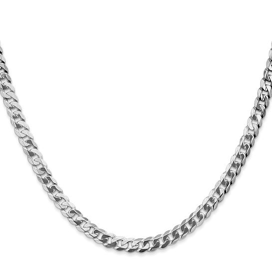14k White Gold Flat Beveled Curb Link Chain 4.75 mm