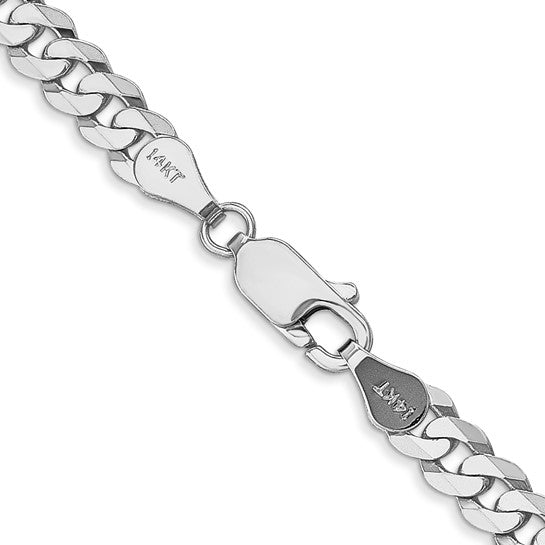 14k White Gold Flat Beveled Curb Link Chain 4.75 mm