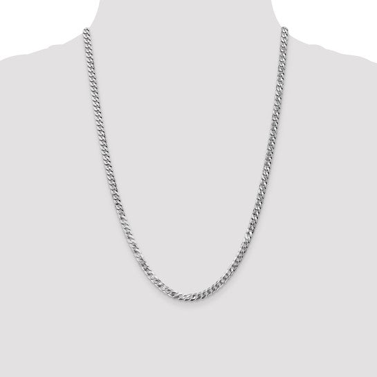 14k White Gold Flat Beveled Curb Link Chain 4.75 mm