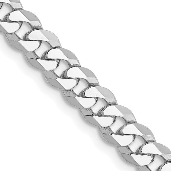 14k White Gold Flat Beveled Curb Link Chain 4.75 mm