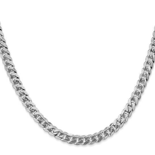 14k White Gold Flat Beveled Curb Link Chain 5.75 mm