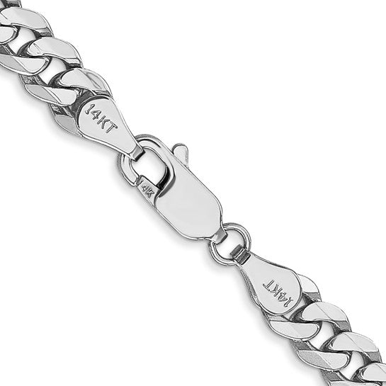 14k White Gold Flat Beveled Curb Link Chain 5.75 mm