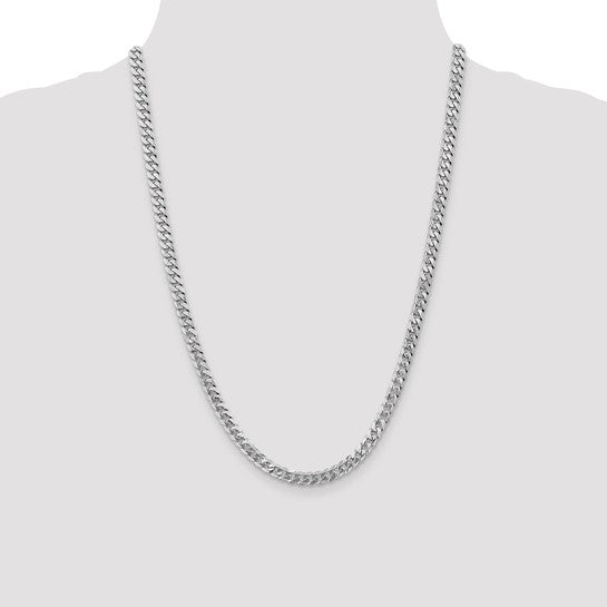 14k White Gold Flat Beveled Curb Link Chain 5.75 mm