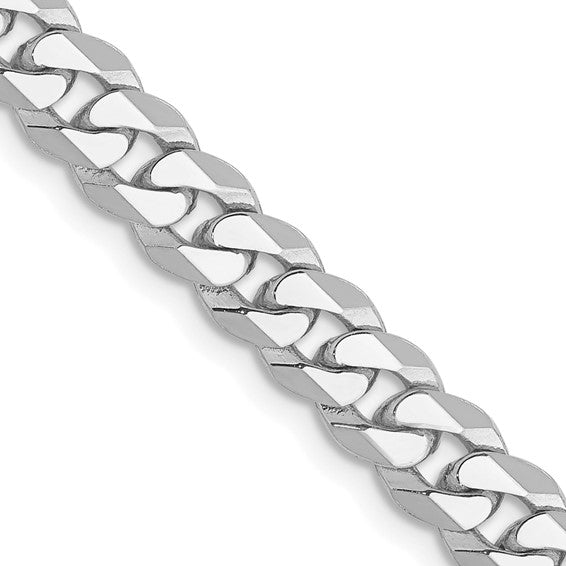 14k White Gold Flat Beveled Curb Link Chain 5.75 mm