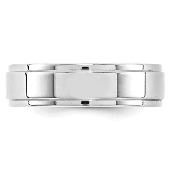 14k Flat Step Down Edge Wedding Bands - 6.00 mm