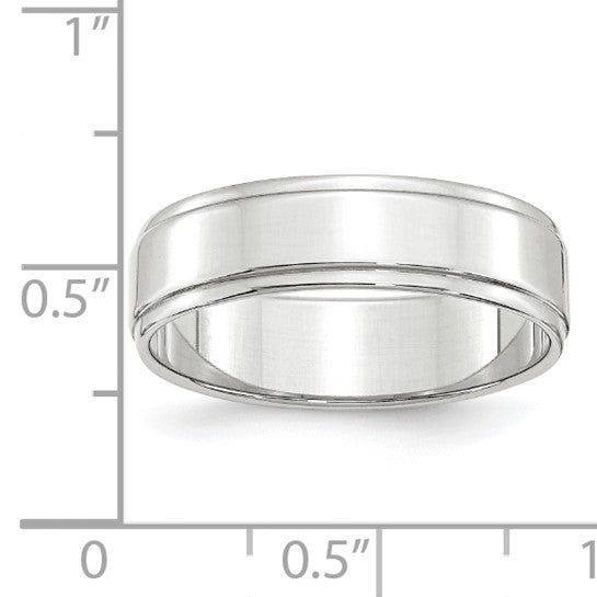 14k Flat Step Down Edge Wedding Bands - 6.00 mm