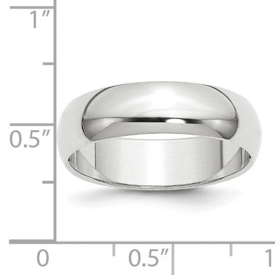 14k Half Round Standard Wedding Bands - 6.00 mm