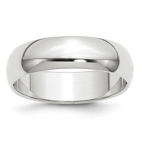 14k Half Round Standard Wedding Bands - 6.00 mm