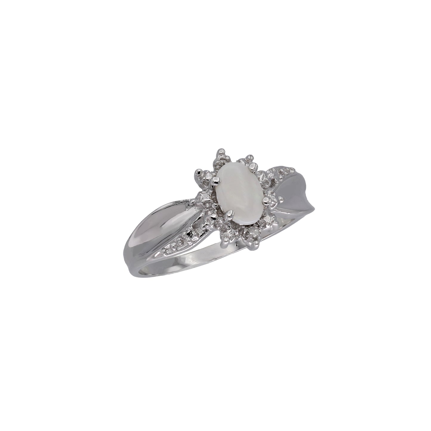 14k White Gold Diamond & Colored Stone Star Halo Birthstone Ring