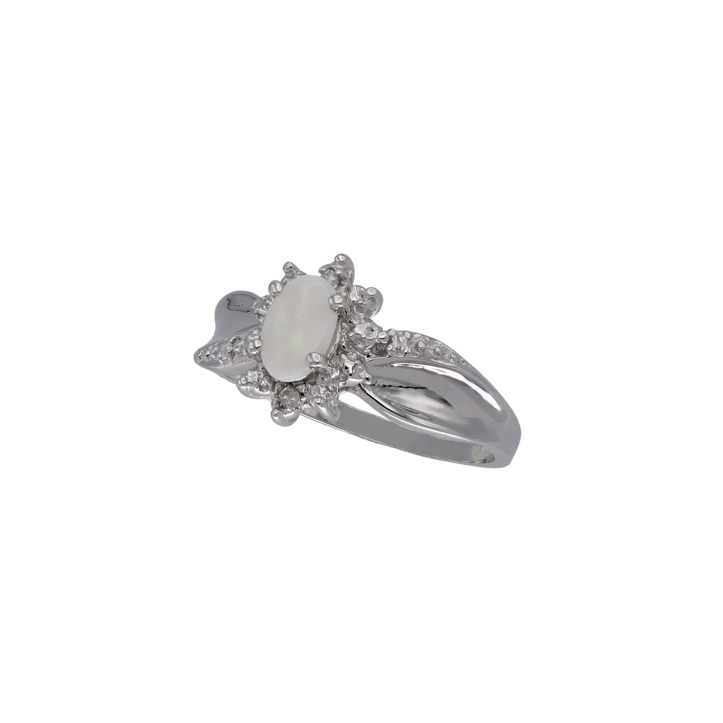 14k White Gold Diamond & Colored Stone Star Halo Birthstone Ring