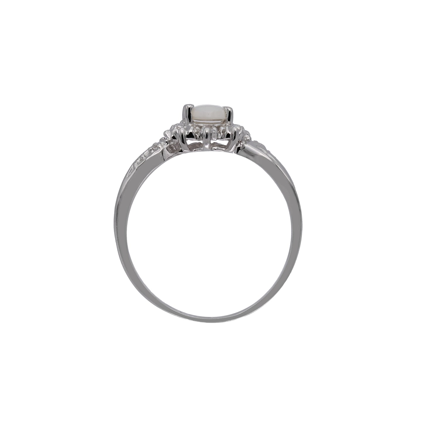 14k White Gold Diamond & Colored Stone Star Halo Birthstone Ring