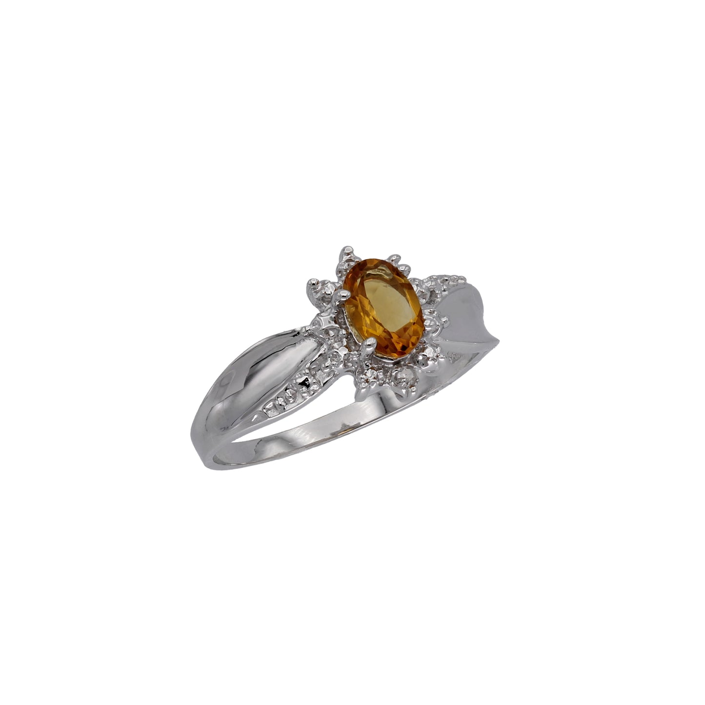 14k White Gold Diamond & Colored Stone Star Halo Birthstone Ring