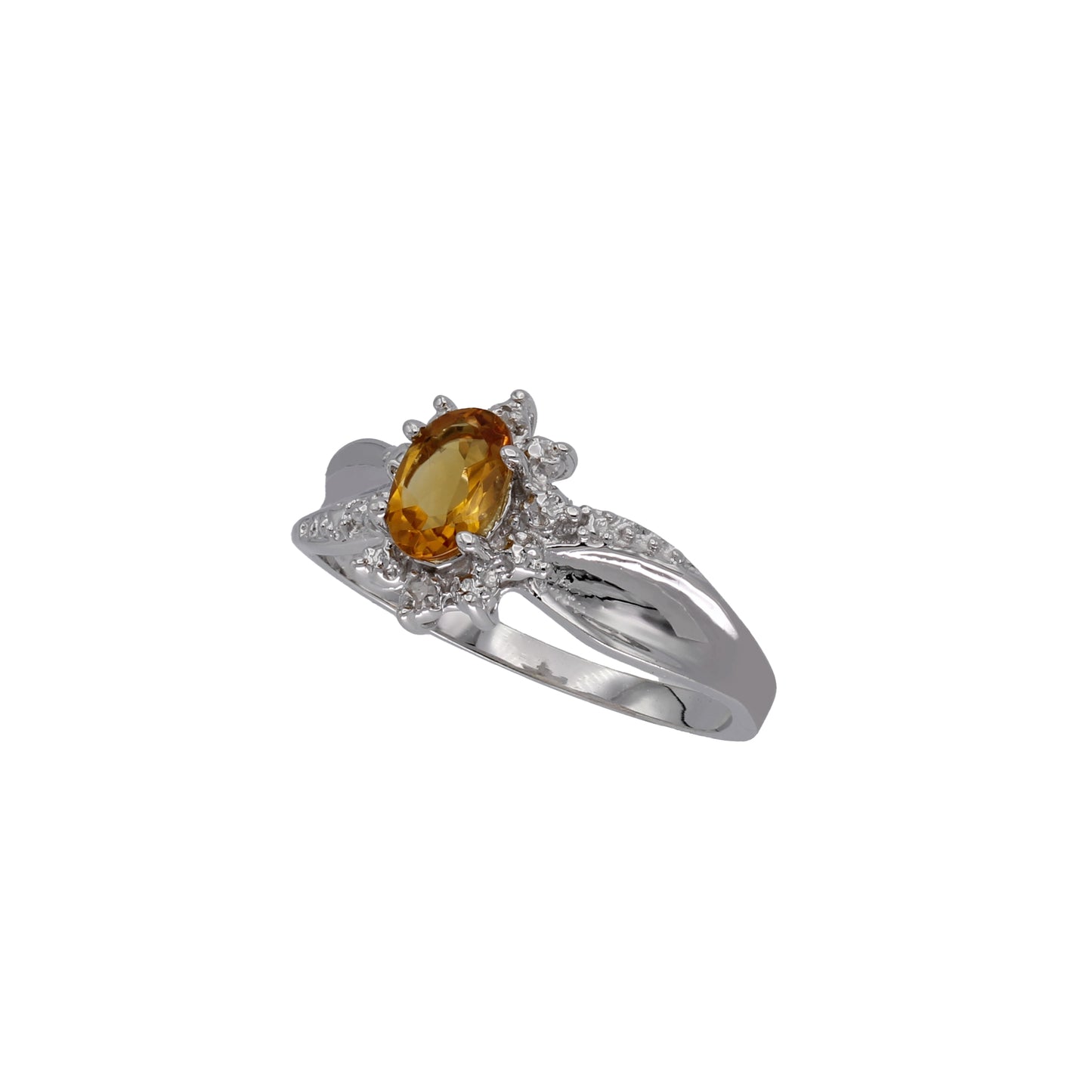 14k White Gold Diamond & Colored Stone Star Halo Birthstone Ring