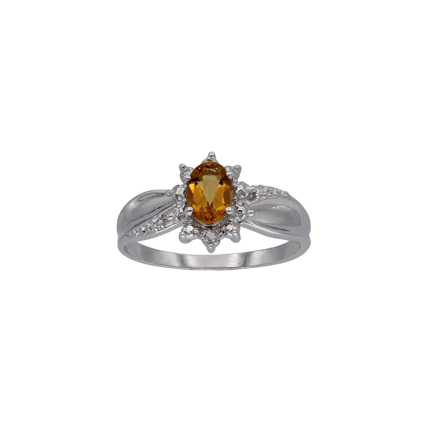 14k White Gold Diamond & Colored Stone Star Halo Birthstone Ring