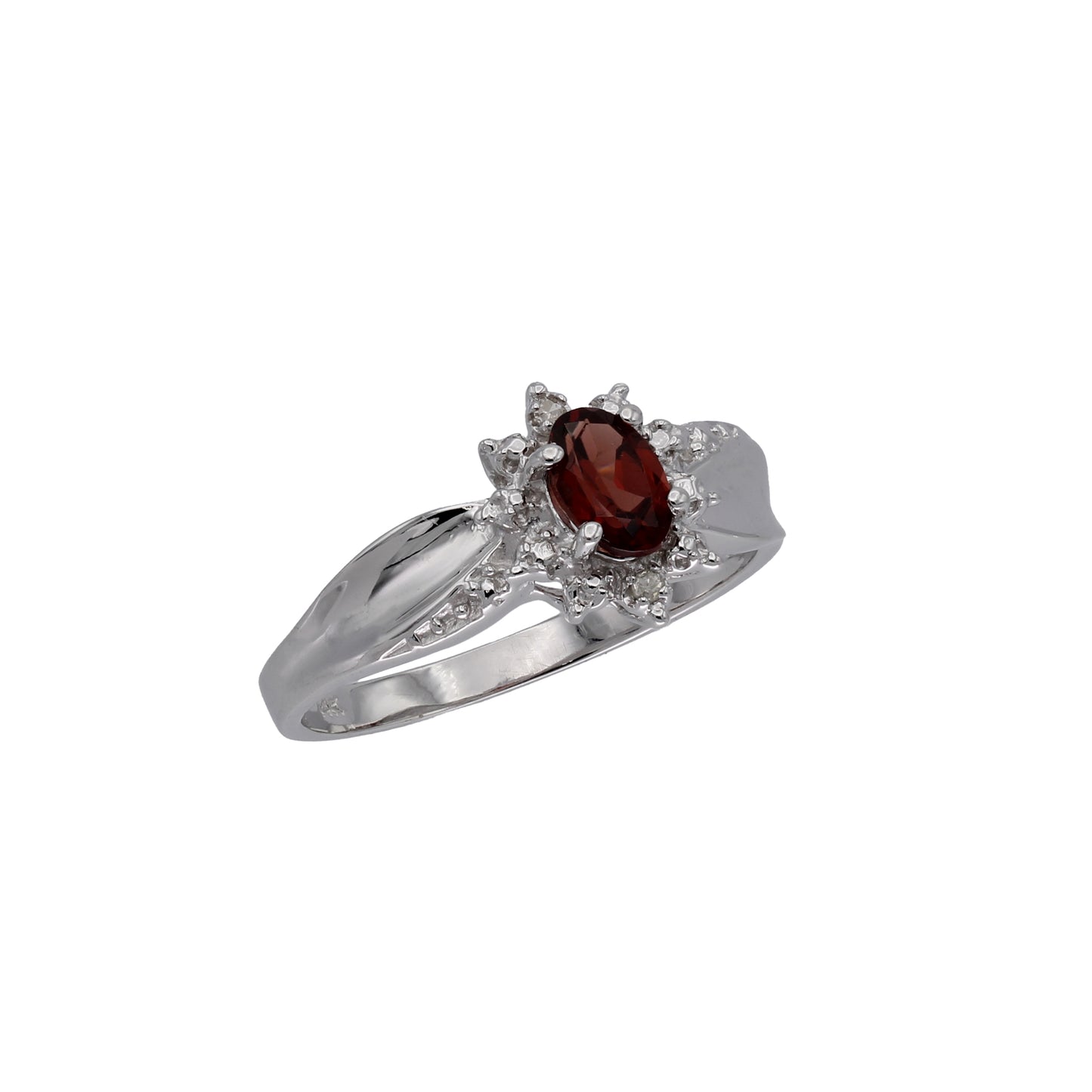 14k White Gold Diamond & Colored Stone Star Halo Birthstone Ring