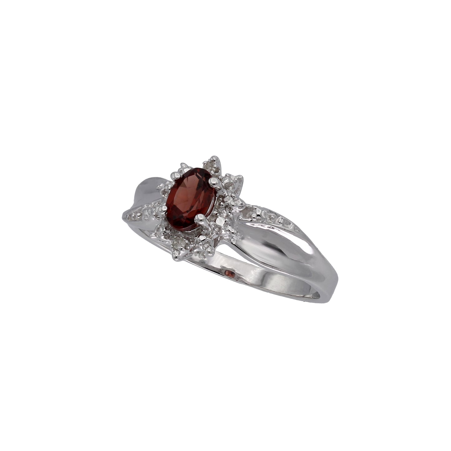 14k White Gold Diamond & Colored Stone Star Halo Birthstone Ring