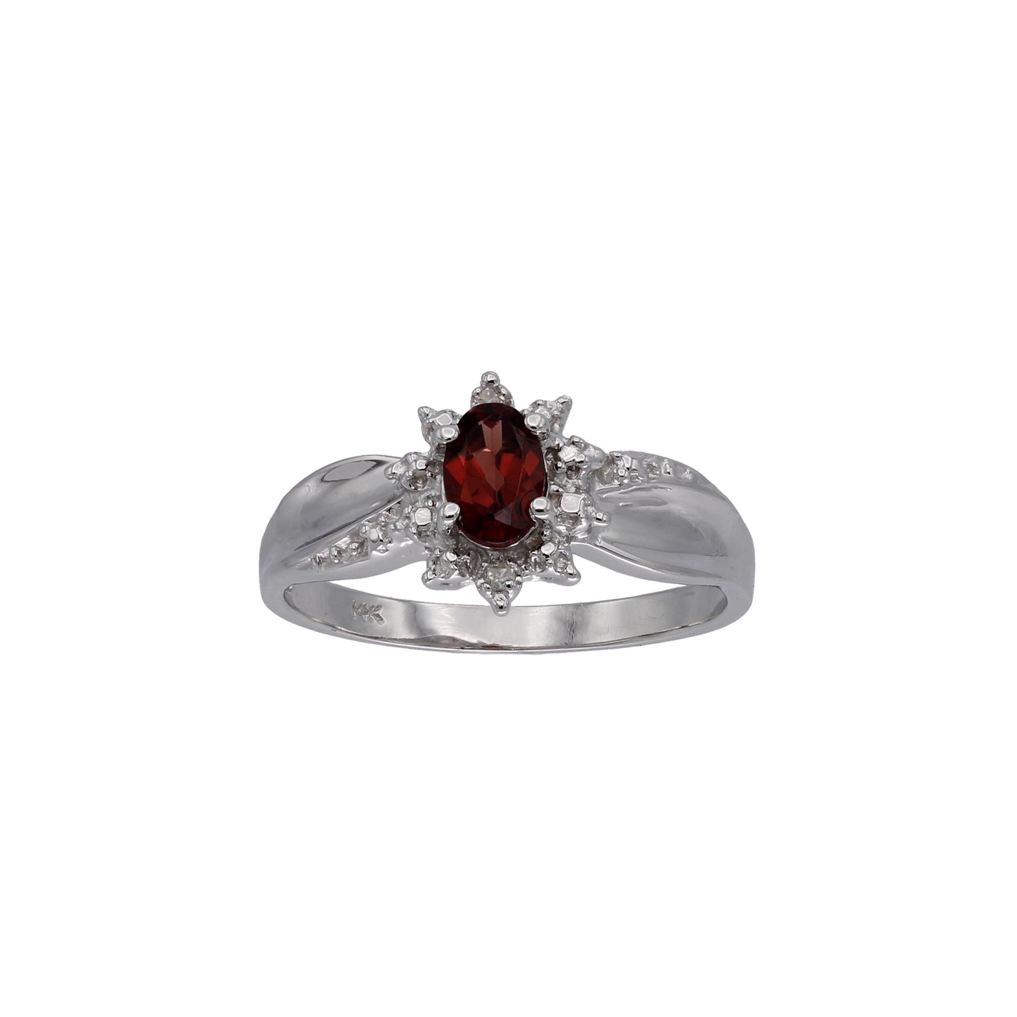 14k White Gold Diamond & Colored Stone Star Halo Birthstone Ring