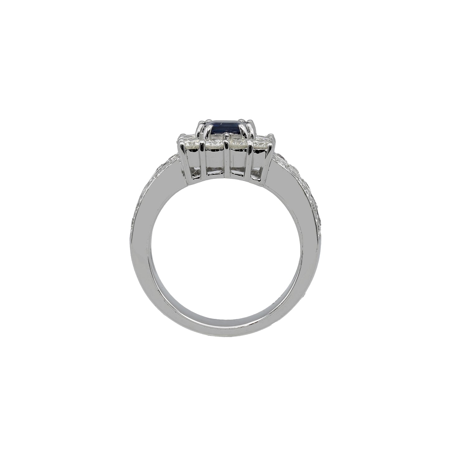 18k White Gold Princess-Cut Sapphire & Diamond Ring