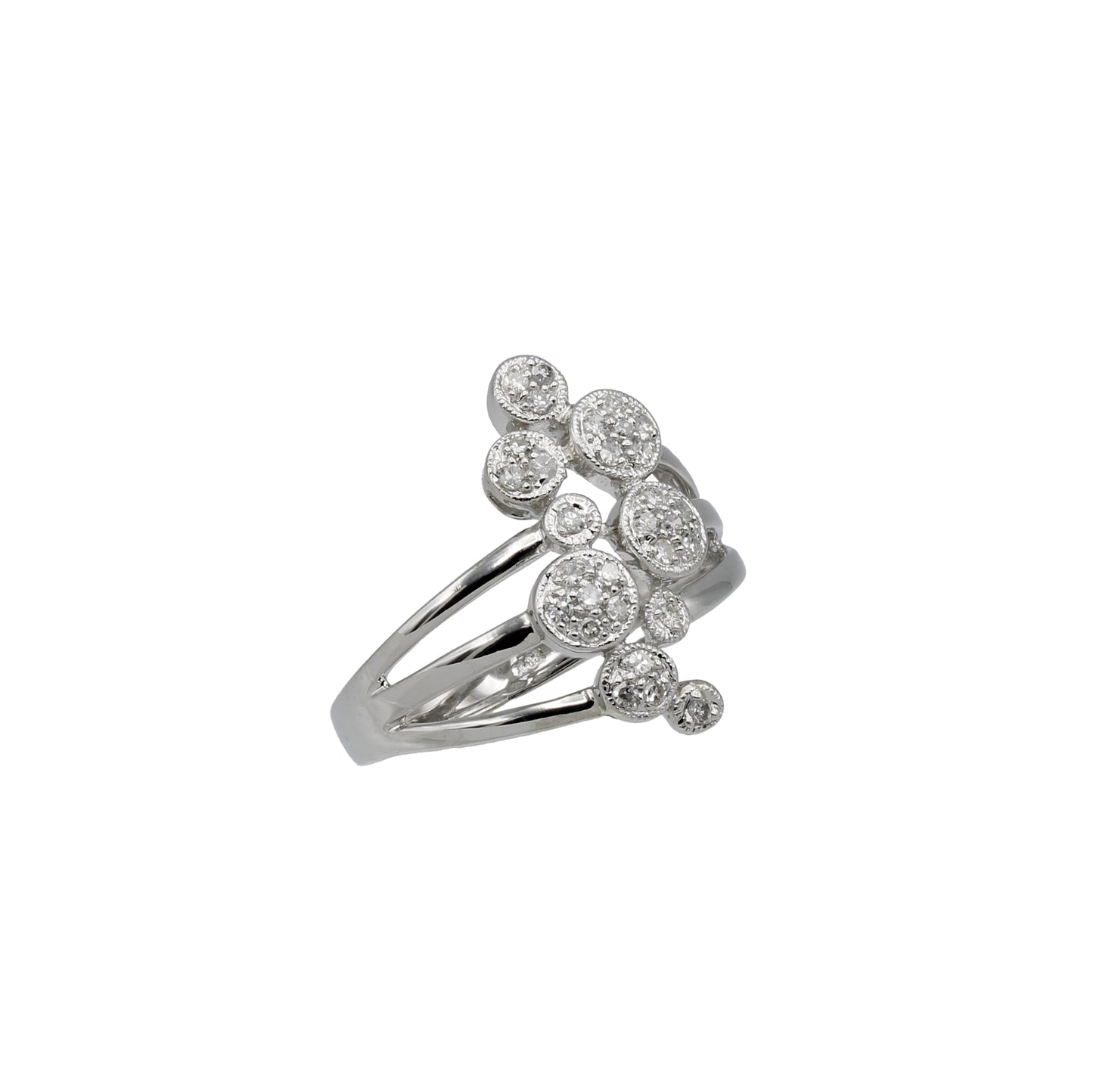 14k White Gold Diamond Bubble Journey Ring