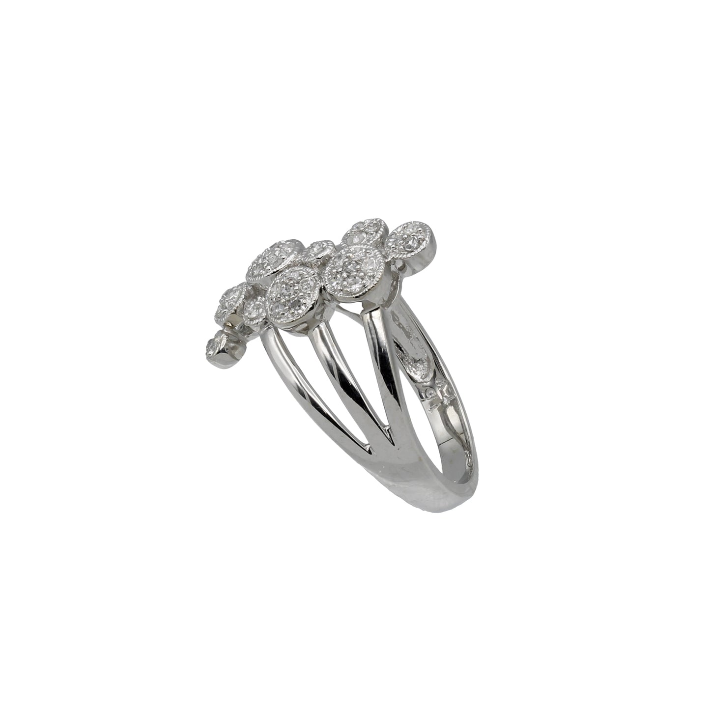 14k White Gold Diamond Bubble Journey Ring