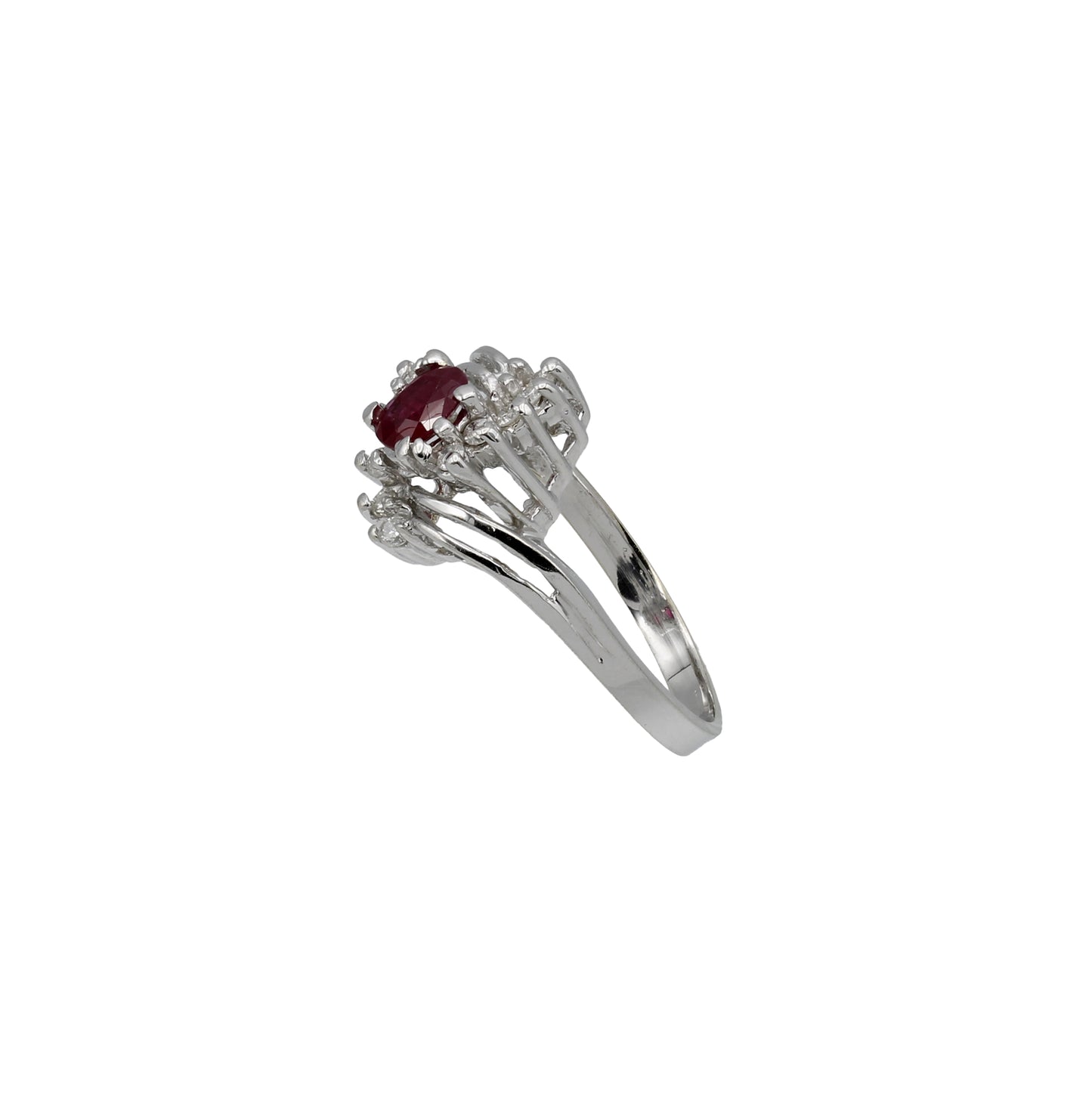 14k White Gold Diamond & Ruby Cocktail Ring