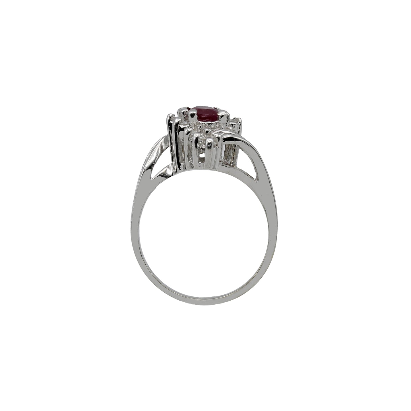 14k White Gold Diamond & Ruby Cocktail Ring
