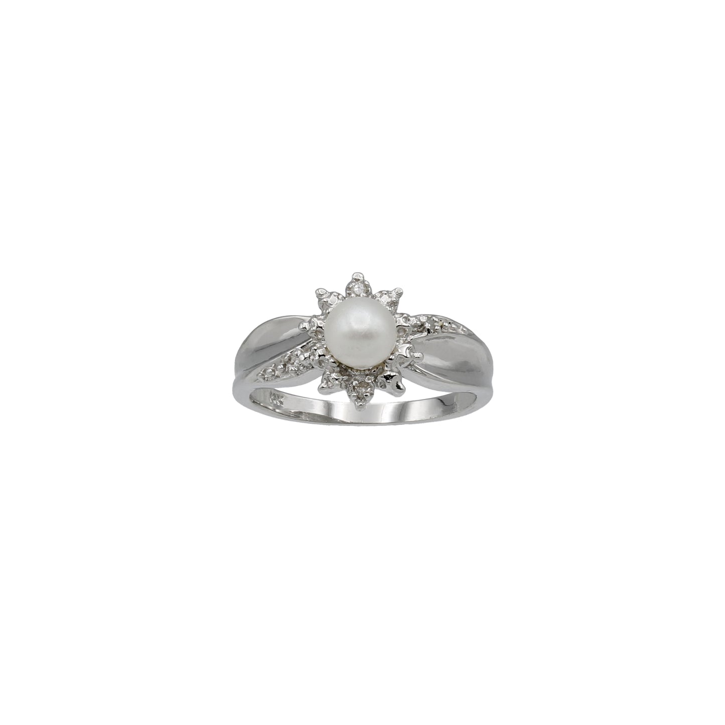 14k White Gold Diamond & Colored Stone Star Halo Birthstone Ring
