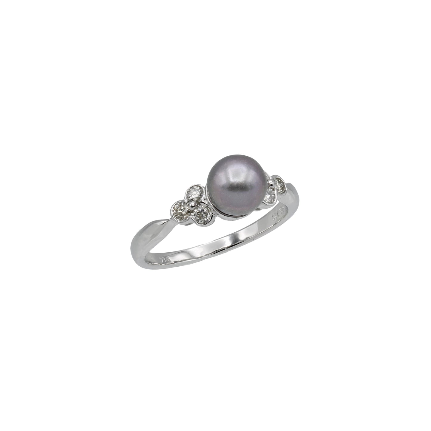 14k White Gold Cultured Tahitian Pearl & Diamond Ring