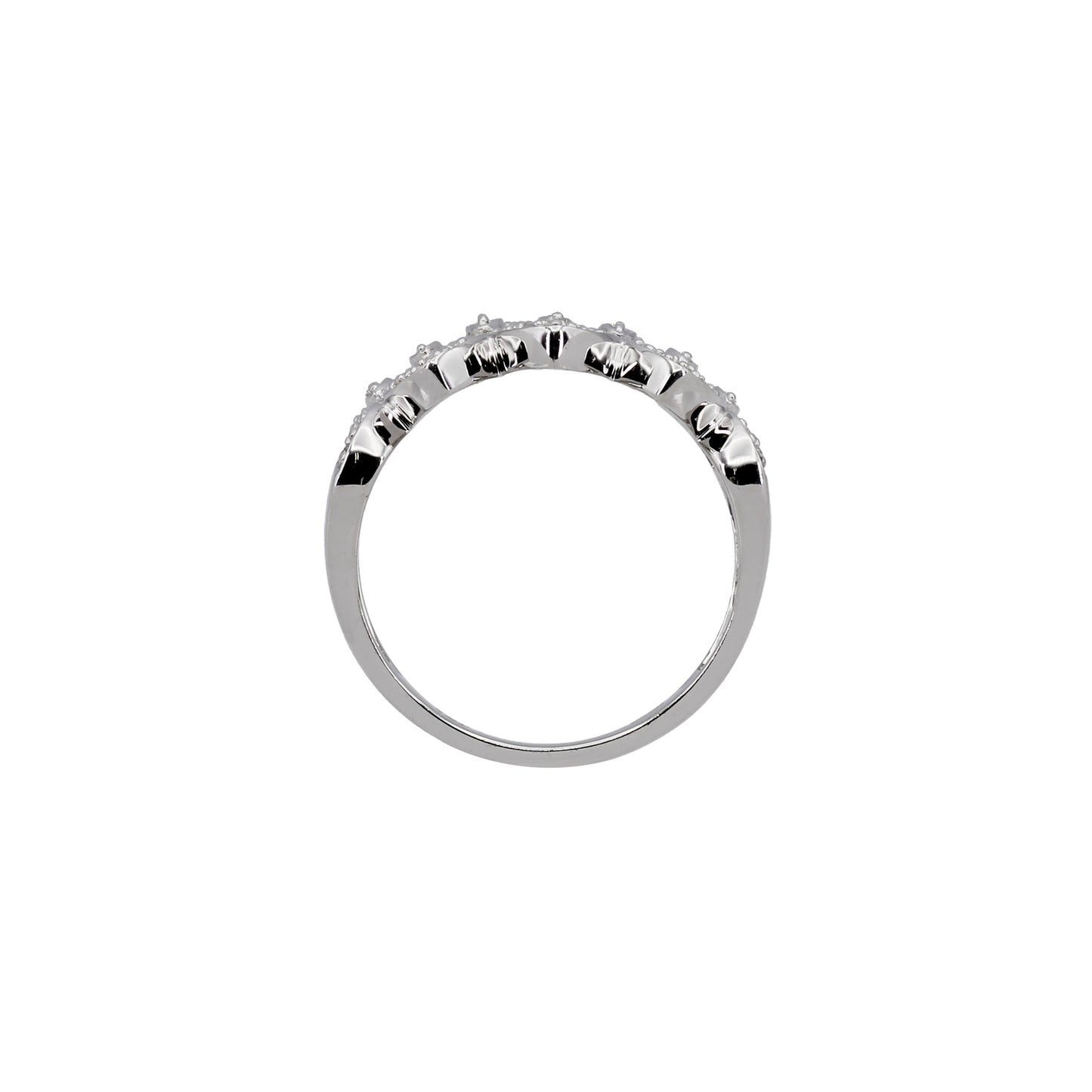 14k White Gold Wavy Diamond Ring