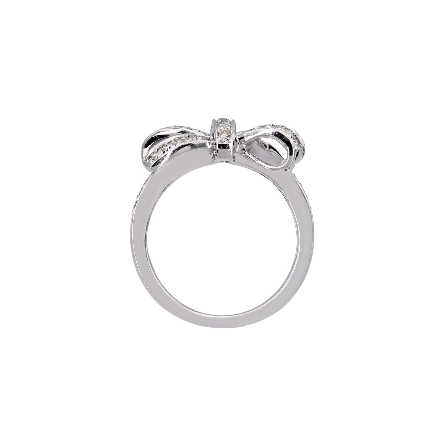 14k White Gold Diamond Bow Ring
