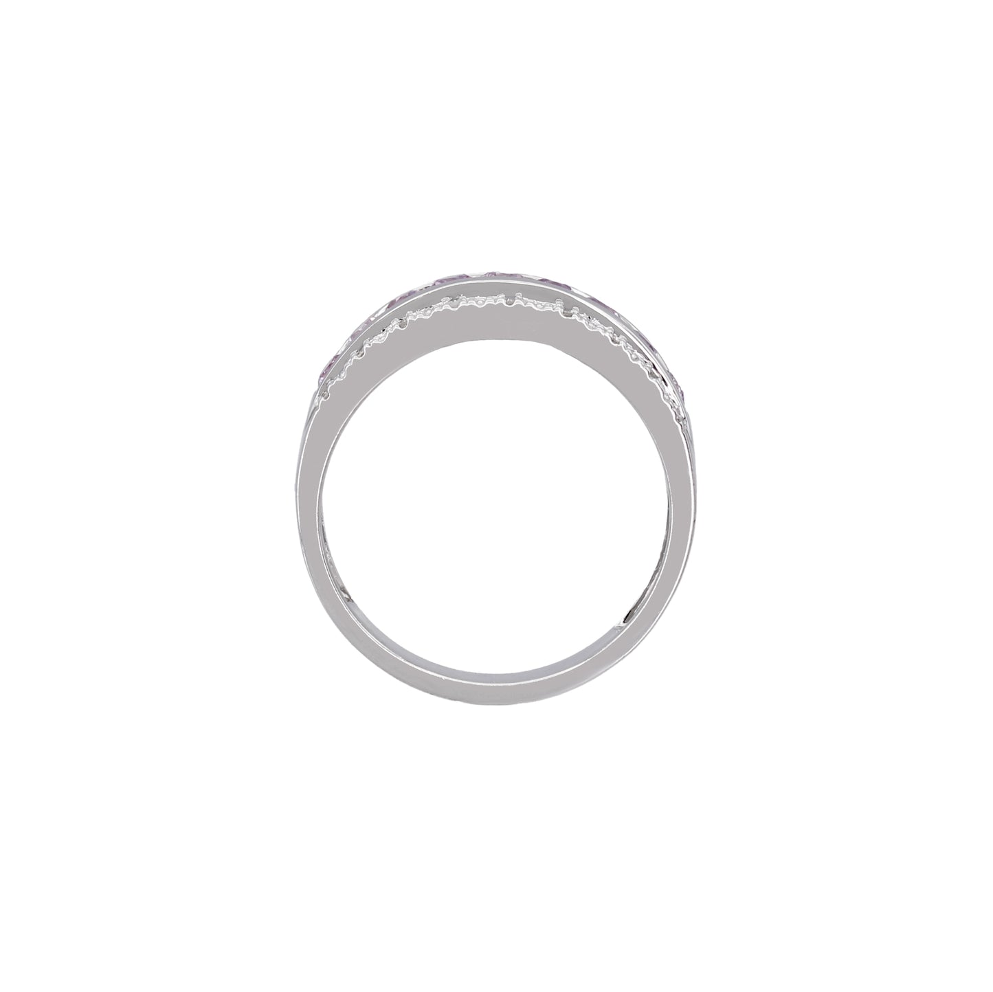 14k White Gold Diamond & Channel-Set Pink Quartz Ring