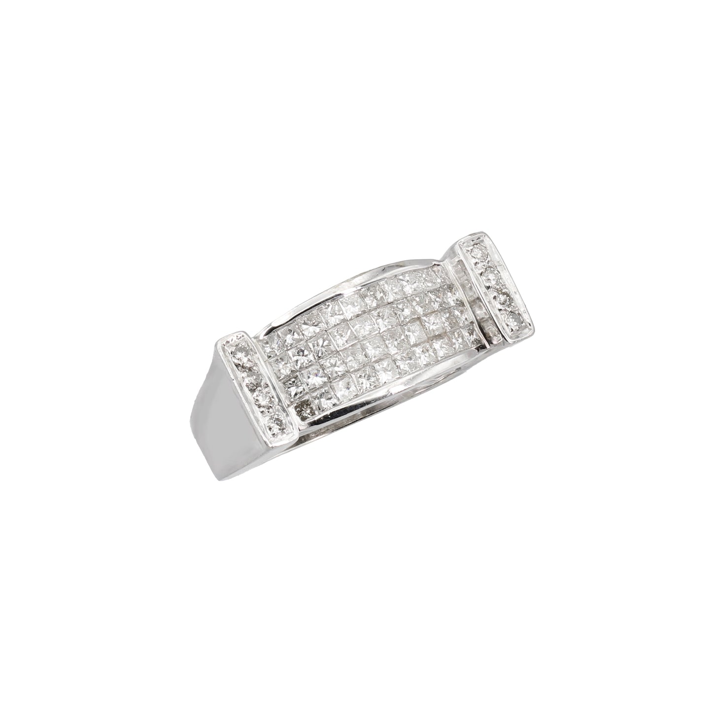 14k White Gold Princess-Cut Invisible-Setting Diamond Ring