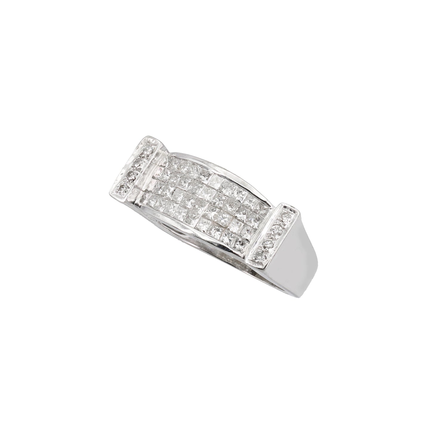 14k White Gold Princess-Cut Invisible-Setting Diamond Ring